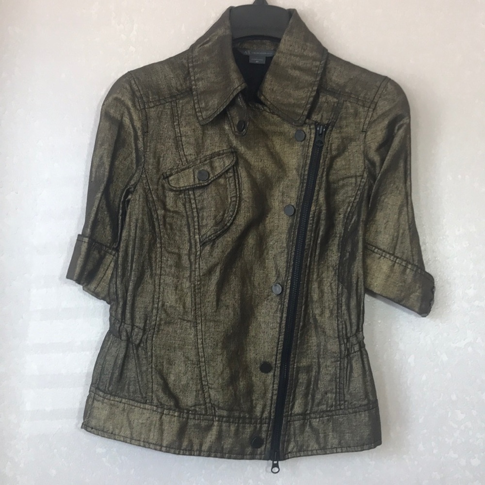 AX Metallic Gold Adjustable Moto Jacket XS